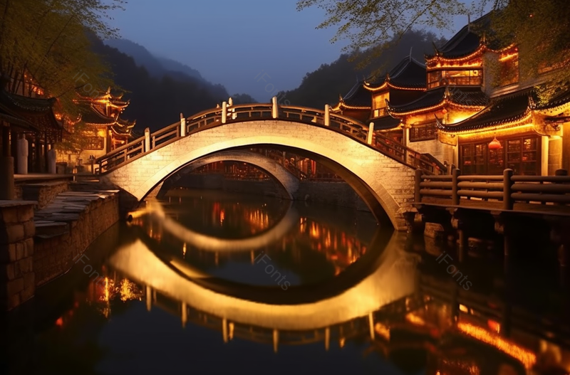 夜晚下古镇上的美景摄影图,高清,摄影图,摄影图片,图片大全,摄影图免费下载